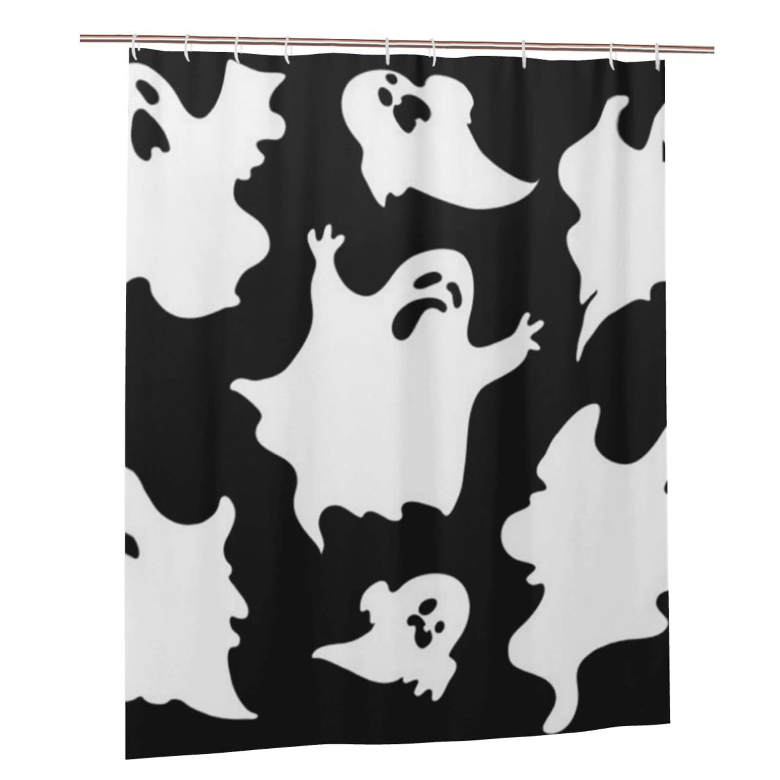Rideau de douche Halloween amusant en tissu imprimé pour une décoration de salle de bain moderne