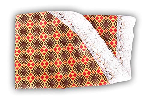Image of The Furnishing Tree Round Shaped 6 Seater Table Cover WxL 72x72 inches with White Border lace