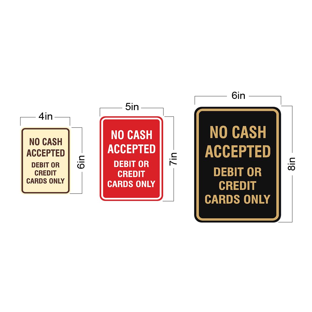 Signs ByLITA Portrait Round No Cash Accepted Debit Or Credit Cards...