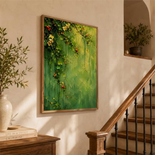 Image of Livin'luxe Green Floral Vine Wall Painting for Living Room Bedroom Hall Office Decor, Abstract Leaf Artwork with Sparkle Laminate and Premium Wooden Synthetic Frame (25.5 x 37.5 Inch) NXL01-4111