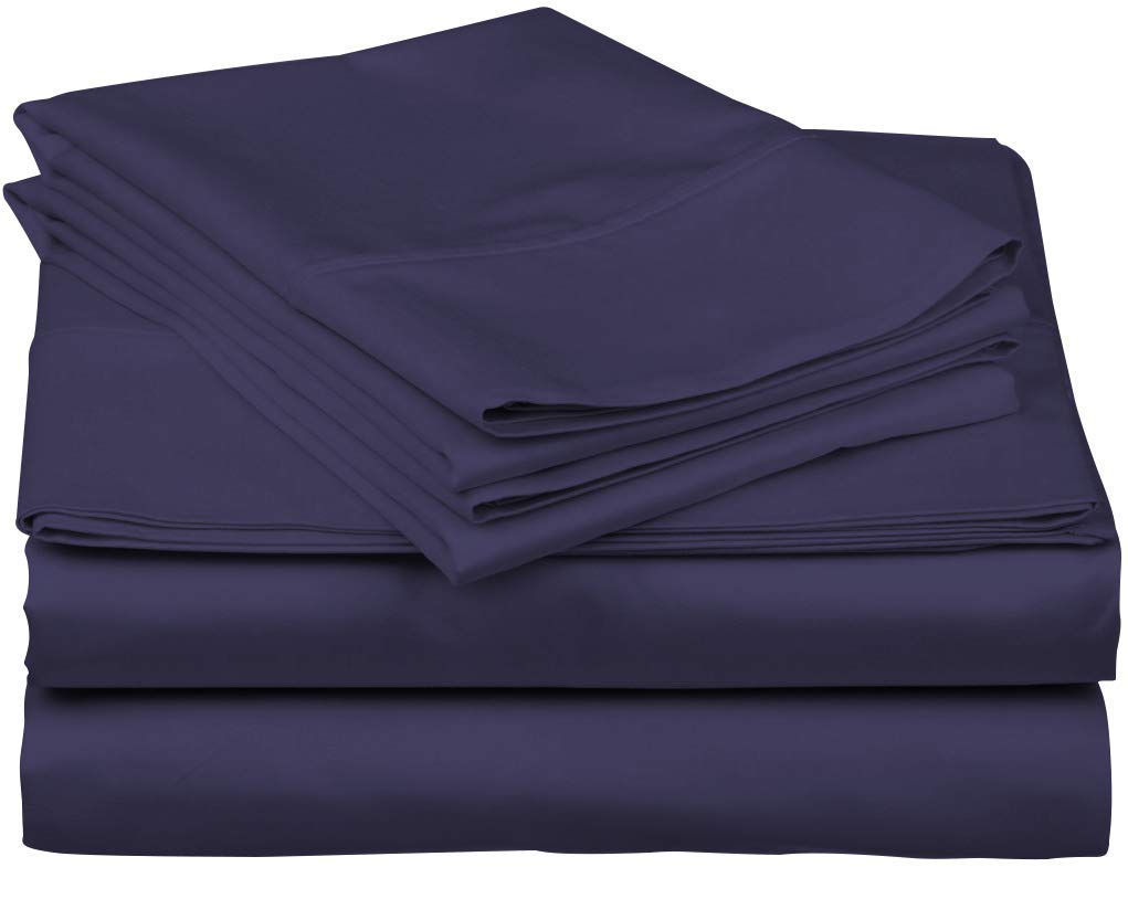 Parure de lit 100% coton égyptien 600 fils satin de luxe grand lit violet