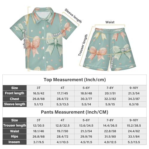 Boccsty Coquette Pastel Bow Heart Mint Green Boy Summer Shorts Sets Hawaiian Toddler Boys T-Shirt & Pants 2 Pcs 3T3