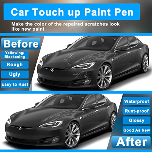 Routooly Touch Up Paint Pen For Cars Scratch Repair Auto Touch Up Paint Scratch Remover Pen Wheel Fill Paint Pen 2-In-1 Car Touch Up Paint Pen Multi-Color Optional For Various Cars - Matte Black #TOP5