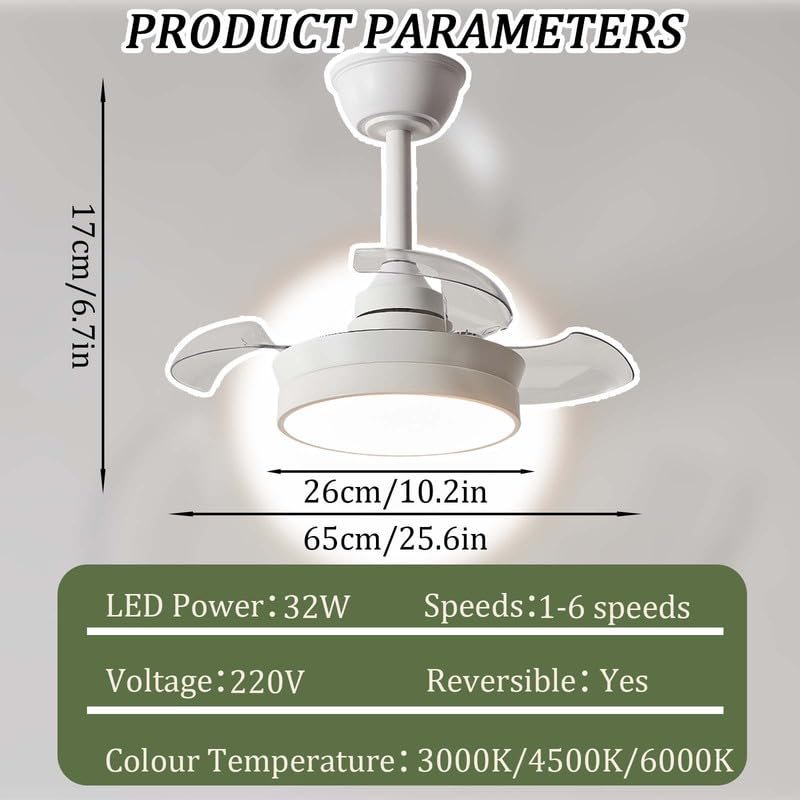 Plafonnier avec ventilateur LED 10in et sa télécommande blanche