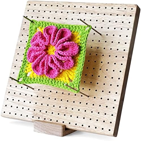 FlidRunest 9.25 Inches Crochet Blocking Board, Board for Knitting Crochet, Crochet Blocking Board with Pins, Full Kit with 25 Stainless Steel Pins, Crochet Accessories Gifts for Mothers, Grandmothers