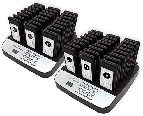 NOLAS Corum 48 Social Distancing Buzzer Restaurant Call Coaster Pagers/Guest Waiting Pager/Wireless Paging System with Charging Dock and Transmitter (Also Available in 16/32 Units) (48)