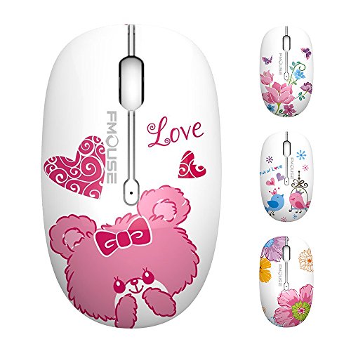 Tenmos M101 Wireless Mouse Cute Silent Computer Mice With Usb Receiver, 2.4G Optical Wireless Travel Mouse 1600 Dpi Compatible With Laptop, Notebook, Pc, Computer (Bear) #TOP1