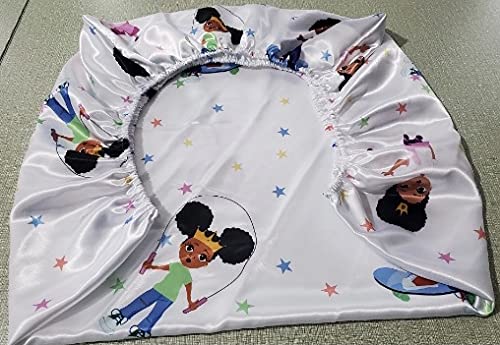 Image of Satin Mini Crib Fitted Sheet for Baby to retain Hair Moisture Size (Mini Crib Sheet Size 24 x 38 inches) Smaller Than The Standard Crib Sheet