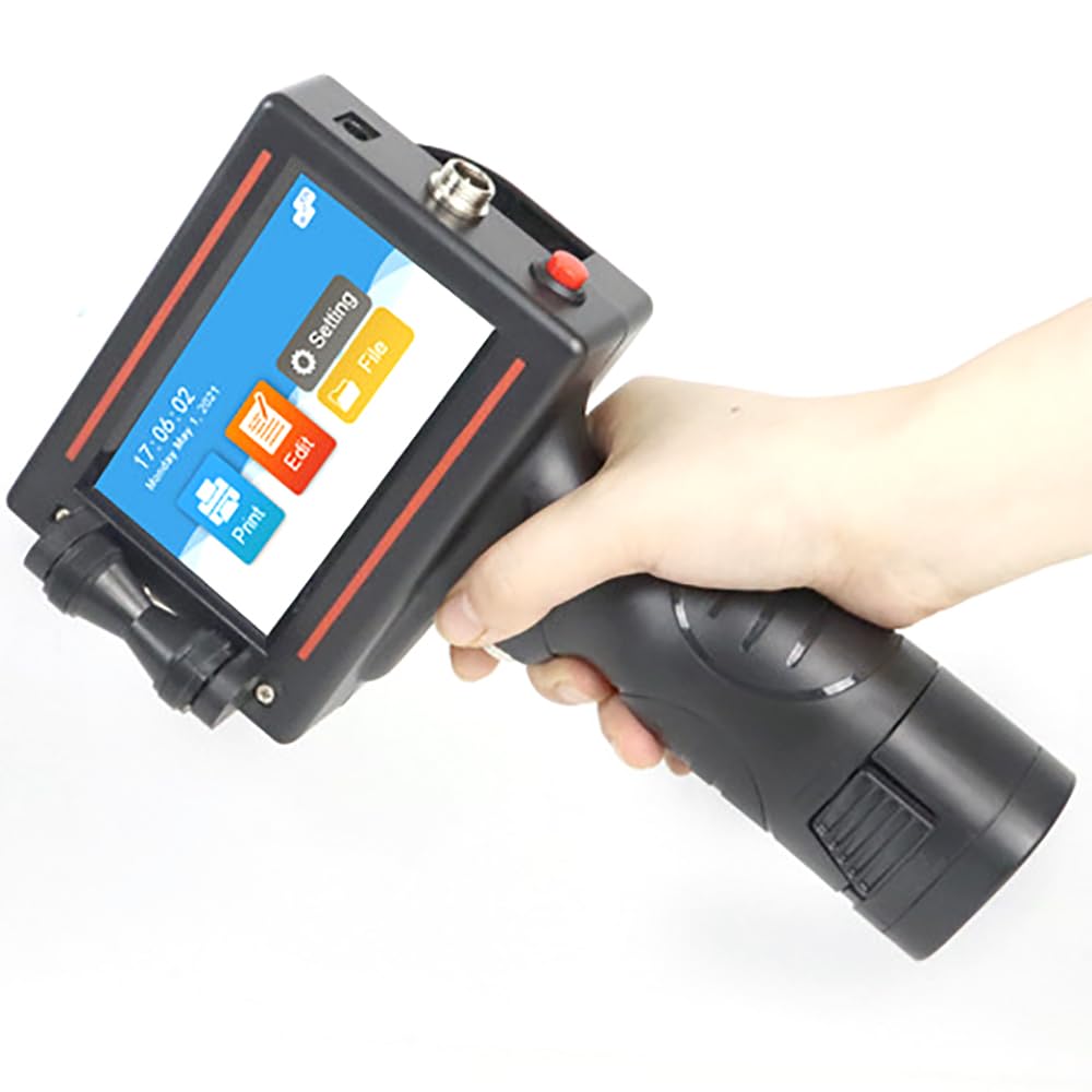 Handheld Inkjet Printer, Portable Handheld Inkjet Machine with 4.3 Inch HD Touch Screen, Importable Fonts and Removable Battery, Support 20 Languages, for Label/Production Date/Barcode/QR Code