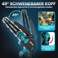 Mini Akku Kettensäge 8 & 6 Zoll mit Akkus 2x4Ah, Bürstenloser Motor,1000W 45° Schwenkbare Elektro Kettensäge Kompatibel mit Makita 18V Akku, Handkettensäge Akku für Gartenscheren Äste & Holzschneiden – Ansicht 3