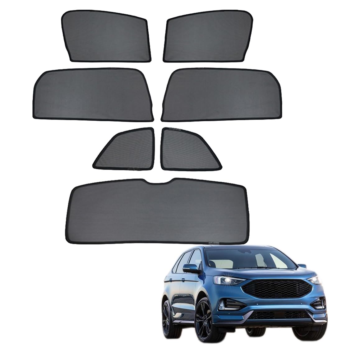 Tendine Parasole Auto Bambini Parasole Per Finestrini Laterali Per Edge 2015-2021 Tendine Parasole Protezione UV Tende Magnetiche Nero,7PCS