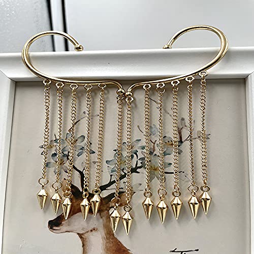 Csiyanjry99 Gold Long Tassel Ear Cuff Chain Earings,Punk Retro Ear Crawler Earrings,Hip Hop Ear Wrap Droping Earrings For Girls Gifts (A-G (Bullets)) #TOP4