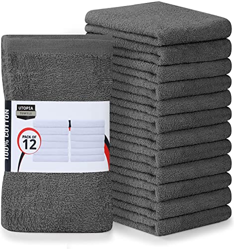 Utopia Towels Bundle Of 24 Kitchen Bar Mops - 16"X19" Functional & Multipurpose (Grey & Beige) #TOP1