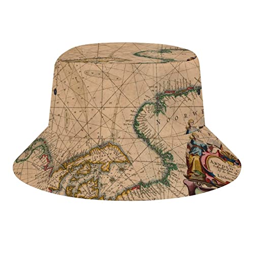 Zltegako Sombrero vintage de pescador de mapa antiguo para mujeres, hombres, adolescentes, plegable, para verano, viajes, exteriores, unisex, Vintage Old Maps7, Talla única ✅