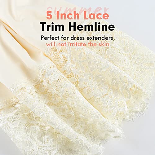 Image of MANCYFIT Half Slips for Women Underskirt Dress Extender Lace Trim Knee Length Midi Skirt
