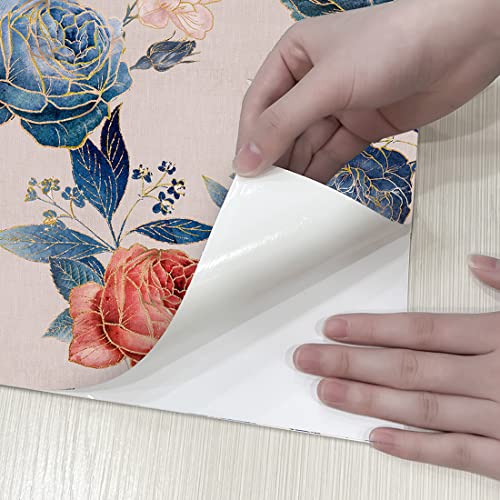 Papier peint autocollant bleu floral meuble étagère armoire 45x300 - 3