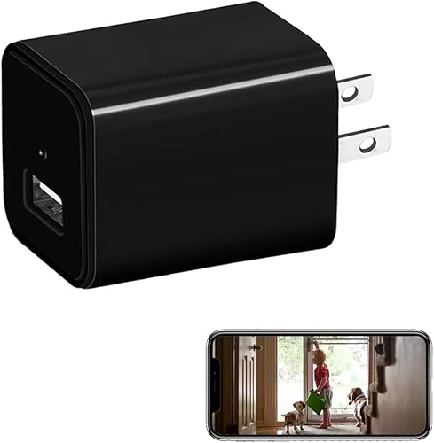 Mini cámara de seguridad USB cargador HD 1080P con detección de movimiento para uso de niñera de mascotas, vista remota para seguridad del hogar