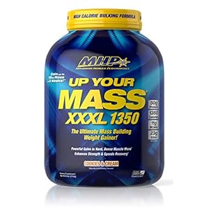 Maximum Human Performance MHP UYM XXXL 1350 Mass Building Weight Gainer, Muscle Mass Gains, w/50g Protein, High Calories, 11g BCAAs, Leucine, Cookies & Cream, 8 Servings, 6lb