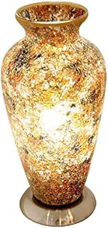 Britalia White Crackle Mosaic Glass Vintage Vase Table Lamp 38cm | Chrome Base | 1 x ES E27 Bulb Required (Not Included) | Study - Bedroom - Lounge | Desk Light