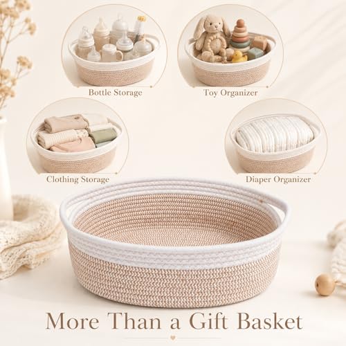 Image of Ultimate Gender-Neutral Baby Gift Basket, Neutral Beige Newborn Essentials, Premium All-in-One Unisex Baby Shower & Gender Reveal Gift Set for Boys & Girls with Swaddle Diaper Caddy Organizer