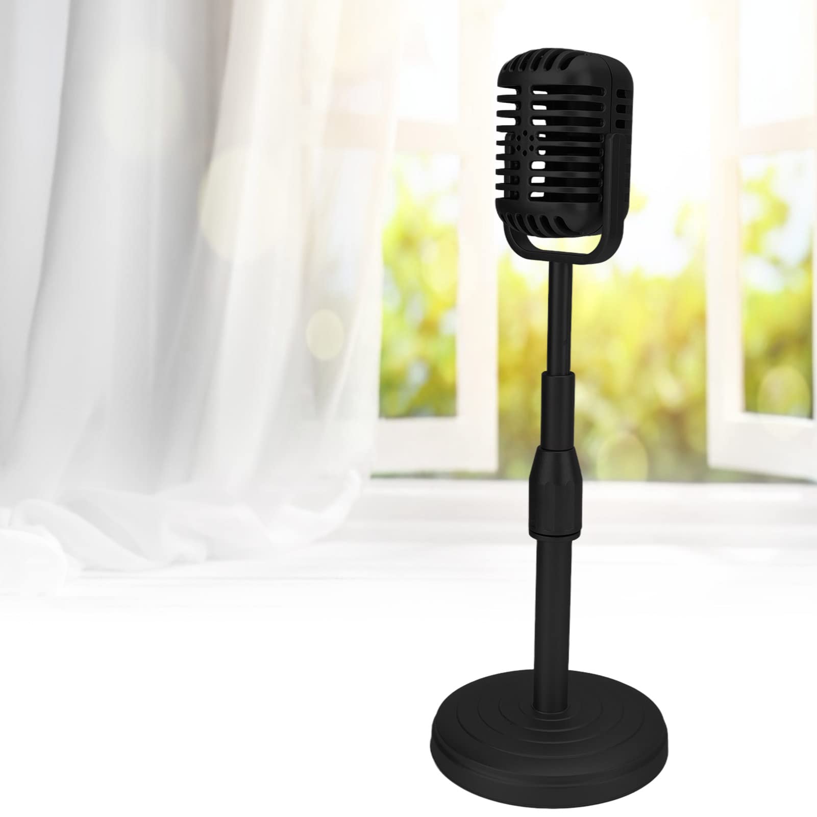 Simulation Old Fashioned Microphone Model, Lightweight Durable Vintage Microphone Prop Model with Stable Base