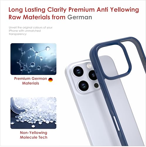 Image of for iPhone Case 16 Pro, [Anti-Yellowing Technology] [Military Grade Drop Protection] Shockproof Slim Hybrid Phone Case for iPhone 16 Pro- Indigo Blue