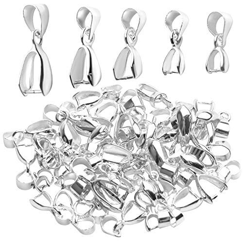 Aylifu 50pcs 5 Sizes Pendant Clip Clasp Silver Pinch Clip Clasp Bead Bail Pinch