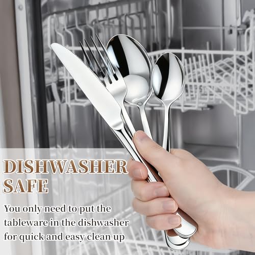 Cutlery Set, BEWOS 16 Piece Stainless Steel Flatware Set, Tableware Silverware Set with Spoon Knife and Fork Set, Service for 4, Dishwasher Safe/Easy Clean, Mirror Polished - Image 5