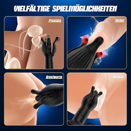 Soulour Analvibratoren für Mann Prostata Stimulation Männer, 4 IN 1 Expansions- und Schubmodi Analplug mit Penisring & Hodenvibration, Sex Spielzeug für die Männer Anal Plug Analkugeln 9x9 Modi Reif