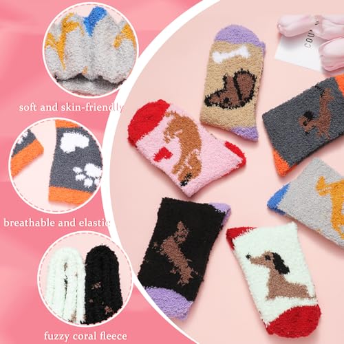 Image of Skicuff 6 Pairs Women Fuzzy Socks Bulk Slipper Warm Sleeping Crew Socks for Women Men Microfiber Soft Holiday Teacher Gifts