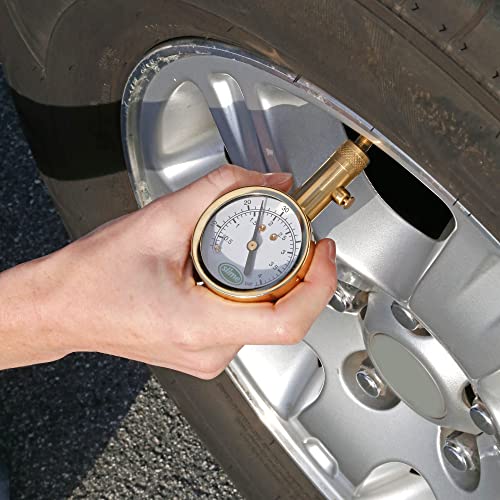Image of Slime 20459 Tire Pressure Gauge, Dial, Analogue, Brass Tire Gauge (5-60 psi)
