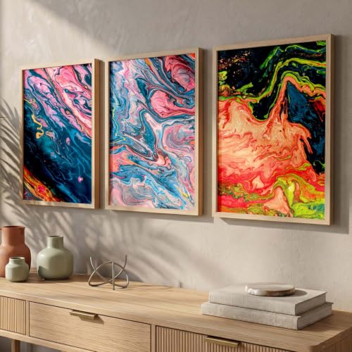 Image of kotart Abstract Wall Art Painting Home Decoration Frame With For Living Room Bed Room Hotel Wall Decor Digital Reprint Engineered Wood Set of 3 (Art 6, 13X17 INCH)