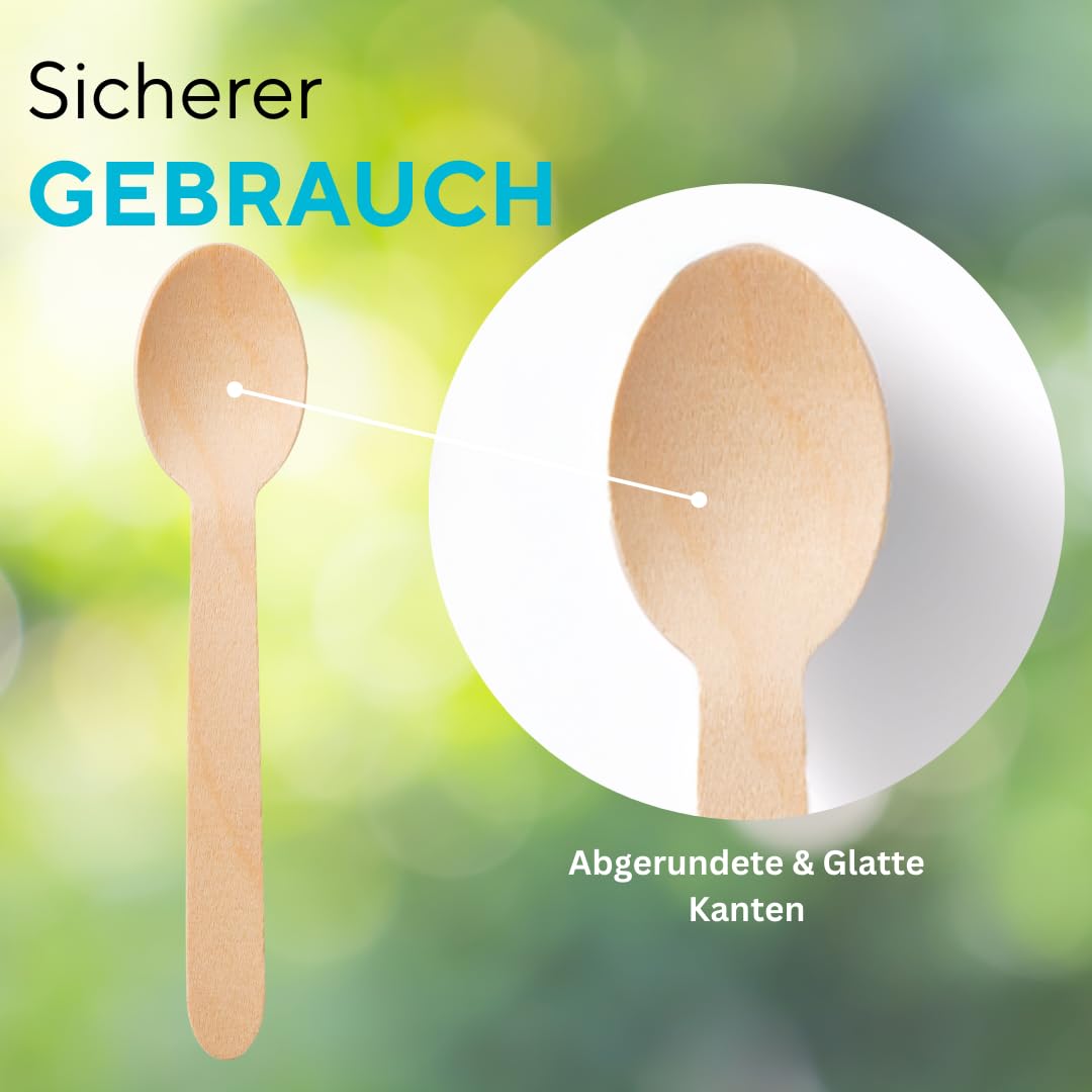 Enpack Holzlöffel 1000 Stück - Einwegbesteck Löffel 160mm - 100% umweltfreundliches Holzbesteck Einweg - Nachhaltige Einweg Löffel - Suppenlöffel Eislöffel Esslöffel Einmalbesteck - wooden spoon