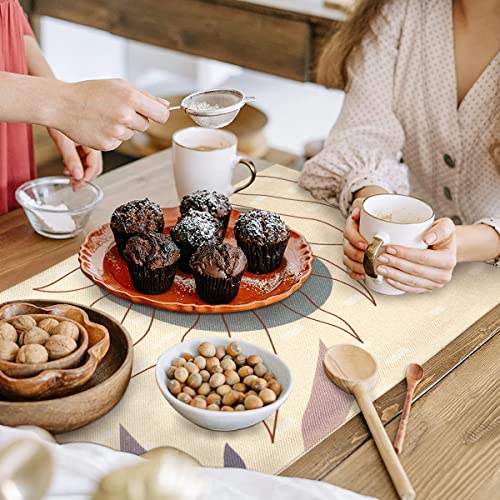 Runner Tavola Moderno in Lino Runner da Tavola Boho Morandi Astratto Lino Antiscivolo Tovaglia Doppio Strato per Banquet, Tavolo da Pranzo, Ristorante, Compleanni e Matrimoni 33 cm x 183 cm - immagine 6