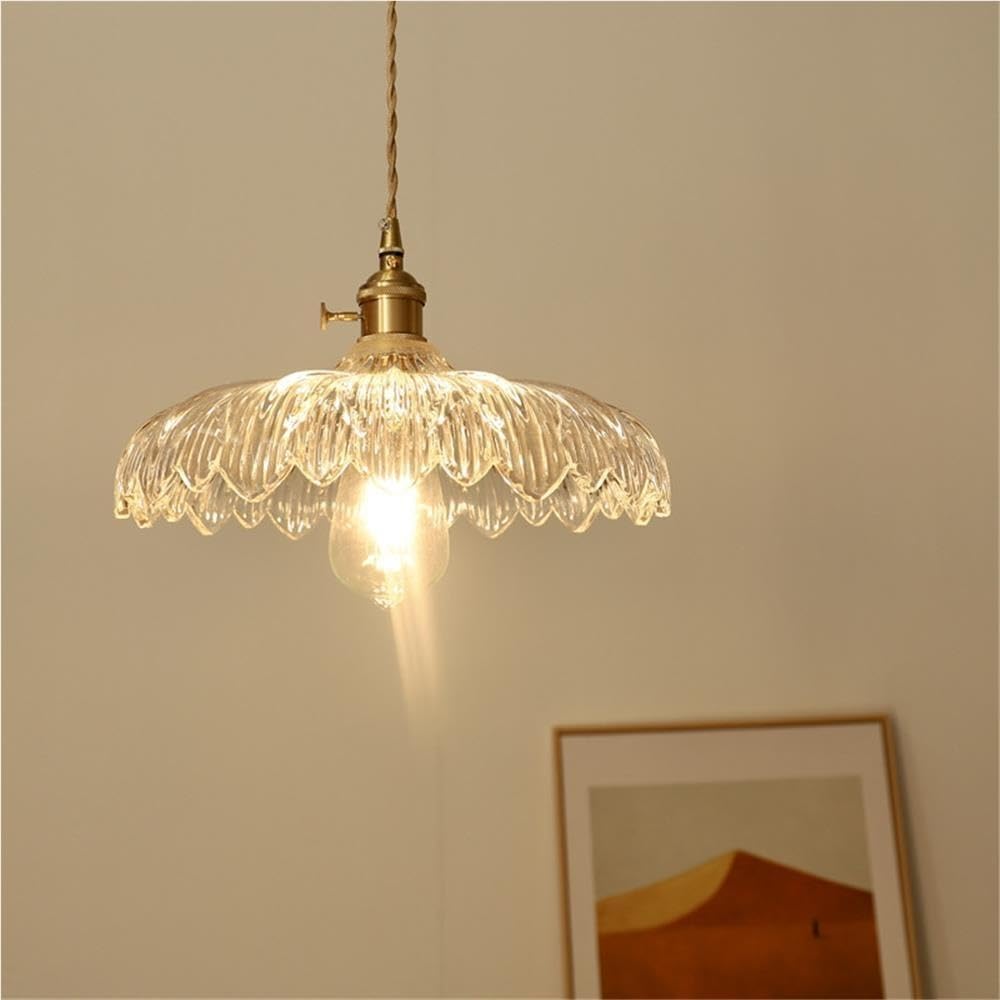 Moderno Vetro Ondulato Lampada Sospensione Fiore Vintage Pendente Arredo