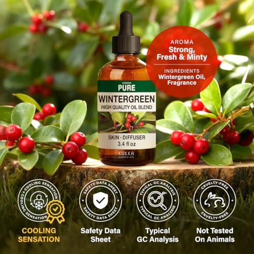Image of 100% Pure Wintergreen Oil - 3.40 Fl Oz Wintergreen Essential Oil for Hair, Skin, Diffuser, Aromatherapy & DIY Soap Making Scent
