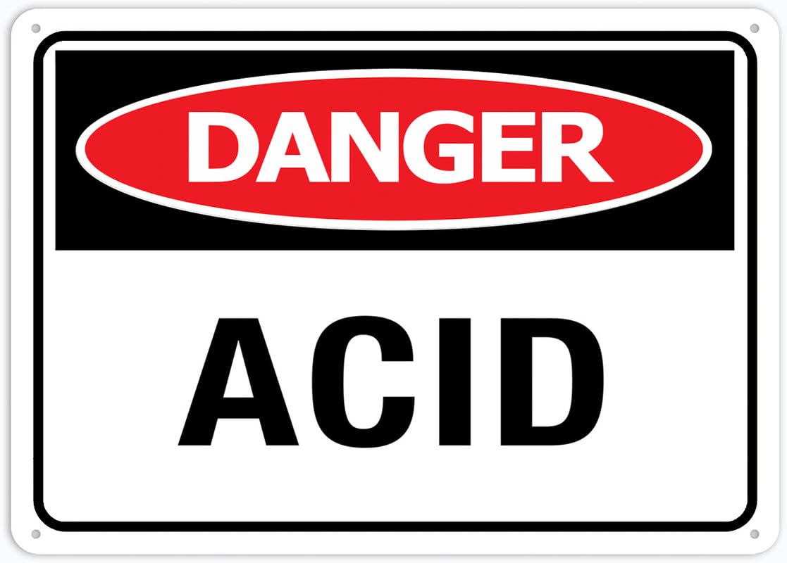 Danger Acid Aluminum Metal Sign 12x8 inch Pre-Drilled Holes For Easy Mounting Indoor/Outdoor Use - Fence/Door/Gate