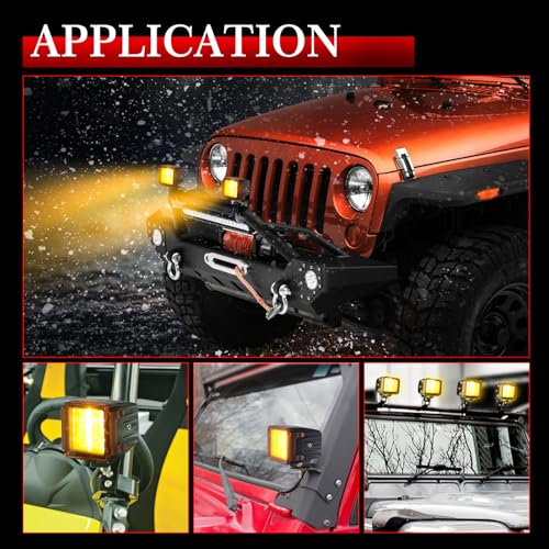 Image of 3 Inch Amber LED Pods Covers 2PCS Square Cube Lights Covers PC Protective Bar Lens 3X3 Pod Covers for Fog Ditch Offroad Driving