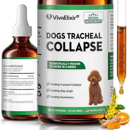 Dog Cough Treatment Liquid Tracheal Collapse Support for Dogs Herbal Drops with Slippery Elm Mullein & Olive Leaf Helps Soothe Throat Calm Coughing & Support Breathing
