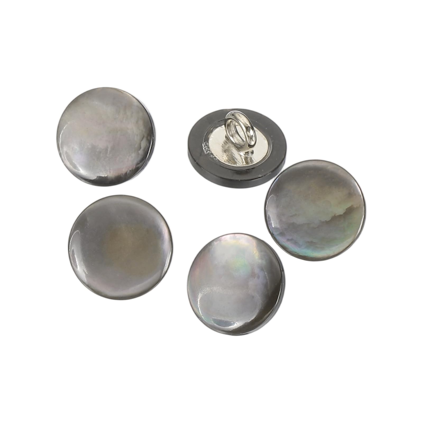 sourcing map 5 Pcs Natural Shell Buttons, 11.5mm Mother of Pearl Buttons Curved Surface Button Shell Shank Button for Shirt Sewing DIY Crafts Decoration, Black/Silver