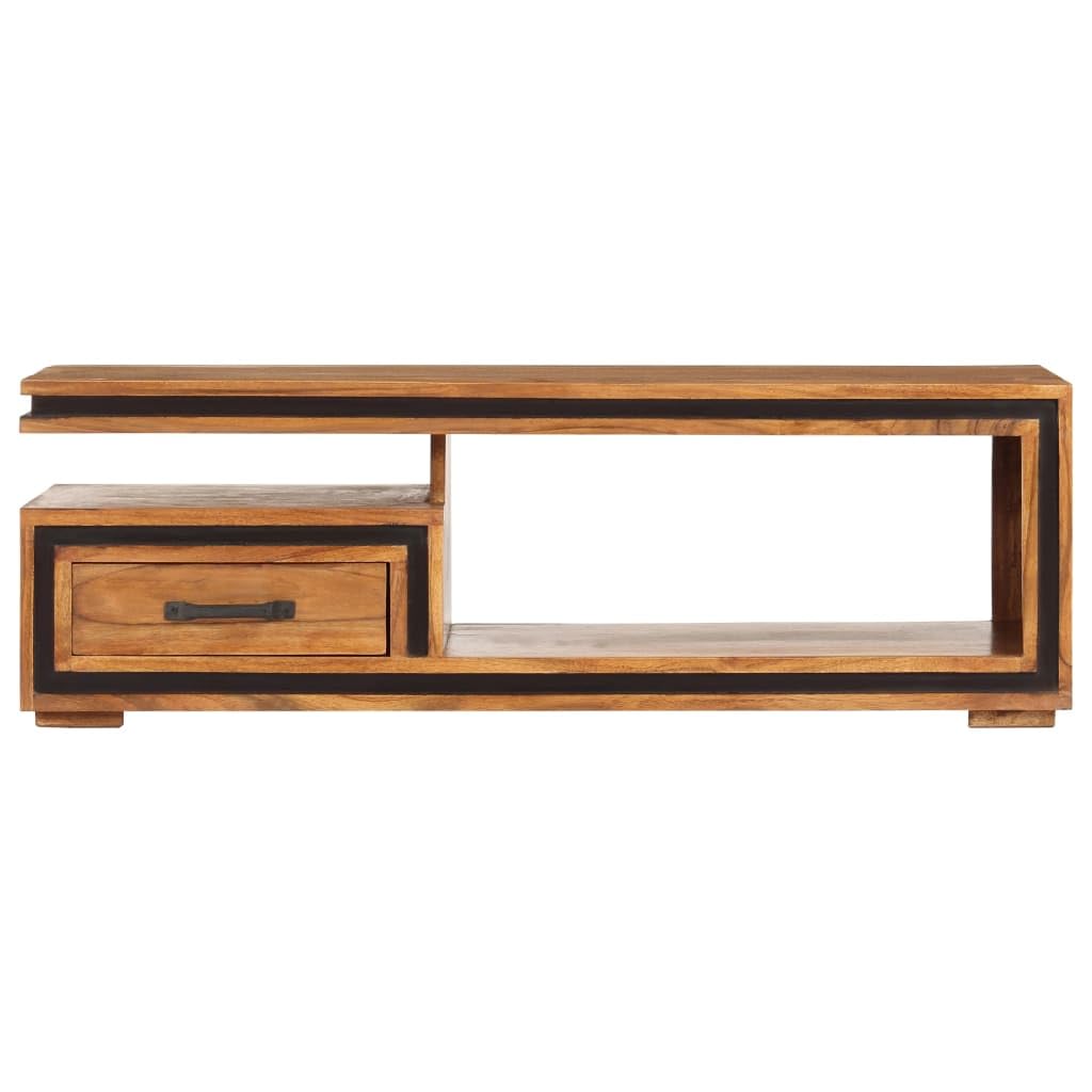 Mały stół ogrodowy, stolik pomocniczy, stolik pomocniczy, stolik kawowy z litego drewna akacjowego, 100 x 45 x 33 cm, na balkon, do salonu, ogrodu, sypialni