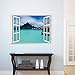ORDERIN New Creative Wall Decal 3d False Window Island Style Ocean Background Removable Mural Wall Stickers for Living Room Home Decor