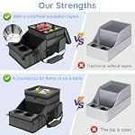 Car Front/Back Seat Organizer with Cup Holder, Grey - Image 5