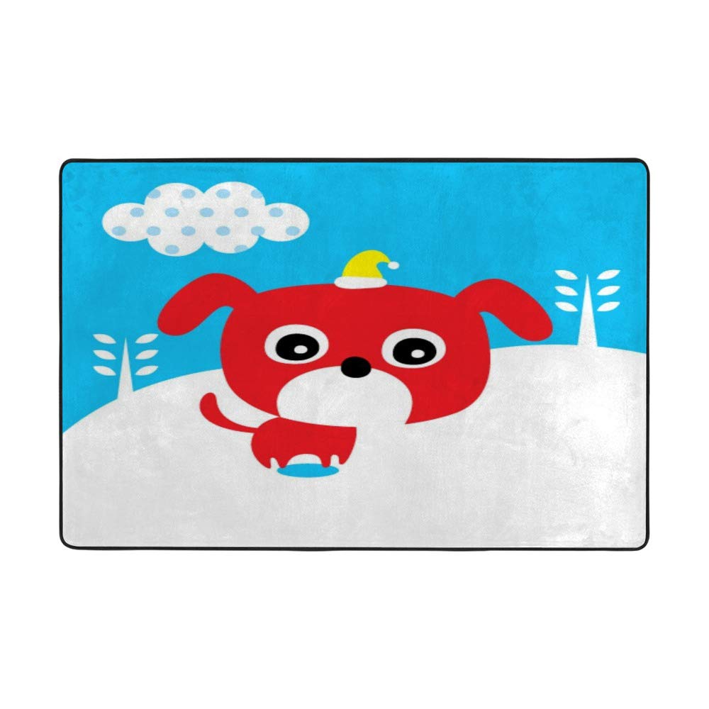 Tapis motif chiot CHEHONG grand modèle lavable pour salle à manger et patio