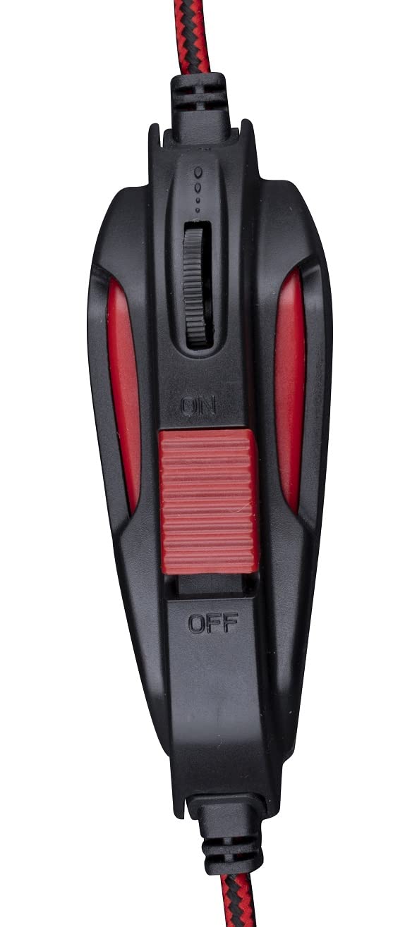 No Fear Cuffie da gioco – Con illuminazione a LED – Cavo da 1,5 m – Cuffie con microfono – Design Over-Ear – Stabile e confortevole – Nero/Rosso