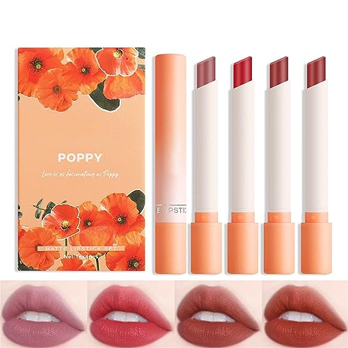 Matte Lipstick Set 4 Lipsticks, Red Lipstick, Long Lasting, Highly