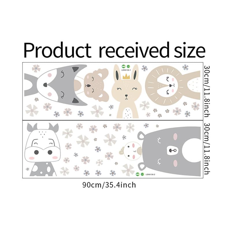 Image of Woodland Animal Wall Stickers for Nursery Kids Room | Cute Nordic Safari Forest Decals | Peel & Stick Wall Sticker for Bedroom Playroom Classroom | 2 Sheets (Each 90x30 cm) Covers 100x73 cm