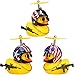 wonuu 3 Pack Car Rubber Duck Cute Yellow Wind-Breaking Ducks Dashboard Decorations Small Ornaments with Propellers Glasses Gold Chain (Yellow-Stars and Stripes&Flag&Shark)