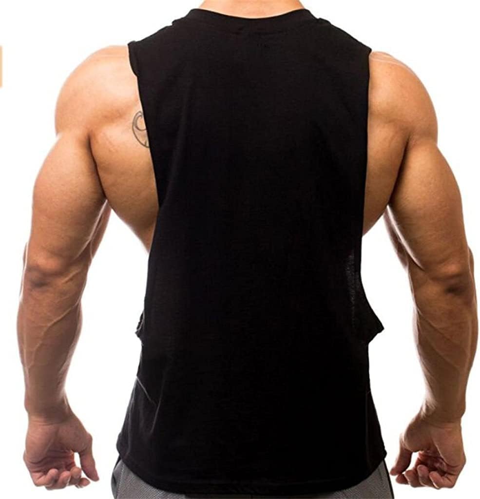 Mens Casual Loose Fitness Tank Tops for Male Side Sleeveless Active Muscle Shirts Vest Undershirts