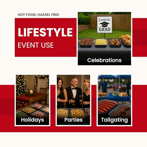 Image of Heats Flameless Food Warming Pads (72-Pack) - Full Size Food Warmers for Parties Buffet - Party Buffet Servers and Warmers - Heating Pads for Chafing Dish - Must-Have Catering Supplies